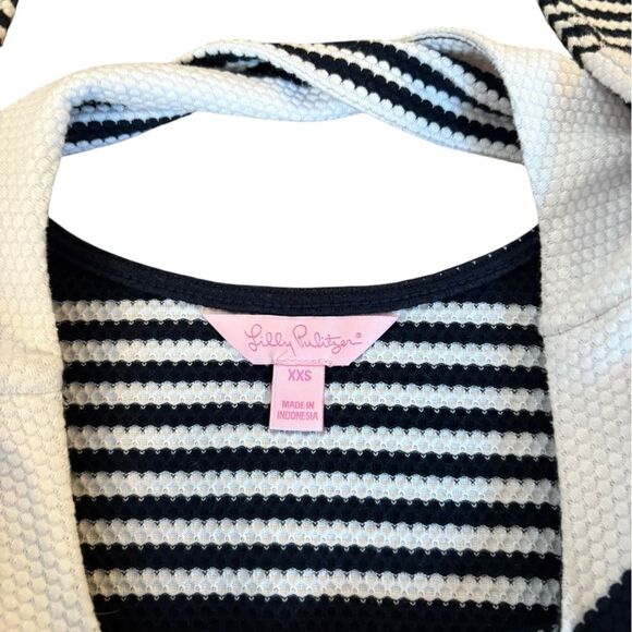 Lilly Pulitzer Marlowe Dress Mini Textured Knit Striped Navy White Womens XXS - Picture 7 of 10